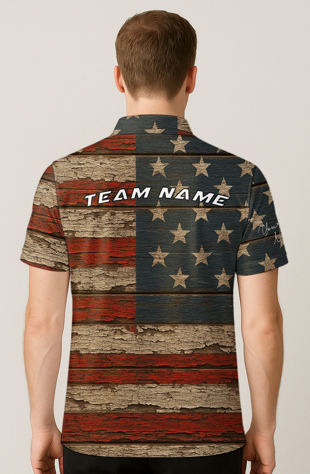 Distressed Wood American Flag Bowling Jersey