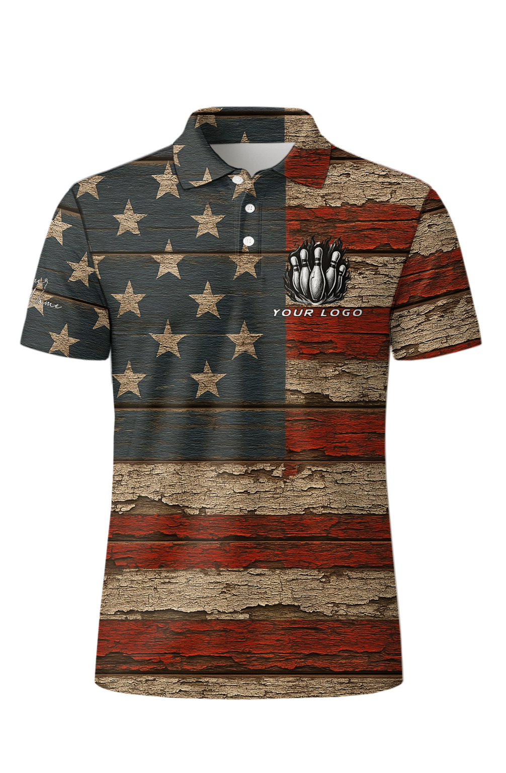 Distressed Wood American Flag Bowling Jersey