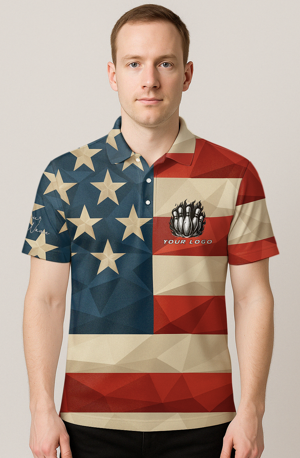 Geometric Stars And Stripes Bowling Jersey