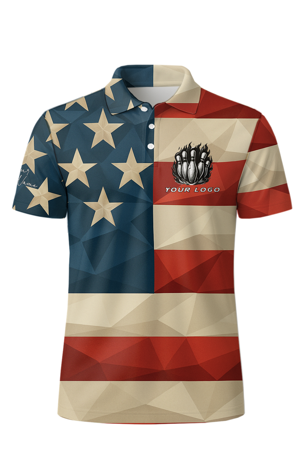 Geometric Stars And Stripes Bowling Jersey