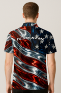 Patriotic Metallic Wavy USA Bowling Jersey
