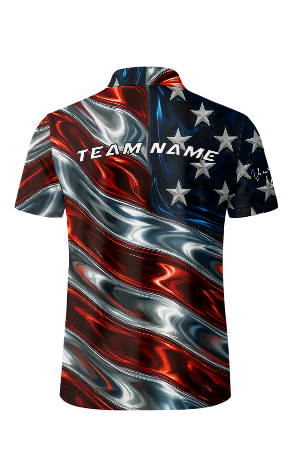 Patriotic Metallic Wavy USA Bowling Jersey