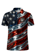 Patriotic Metallic Wavy USA Bowling Jersey
