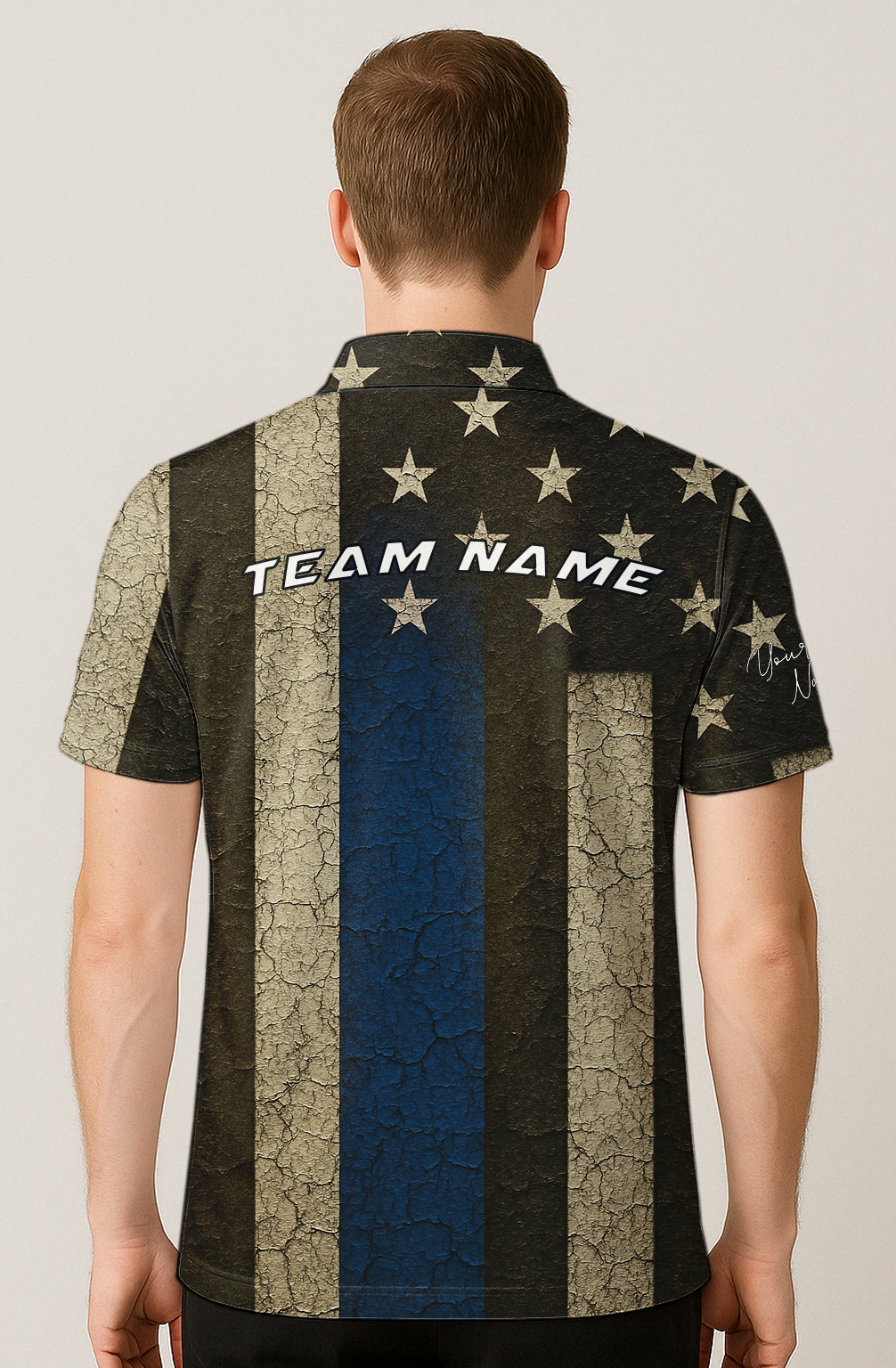 Distressed Thin Blue Line Bowling Jersey