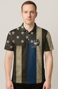 Distressed Thin Blue Line Bowling Jersey