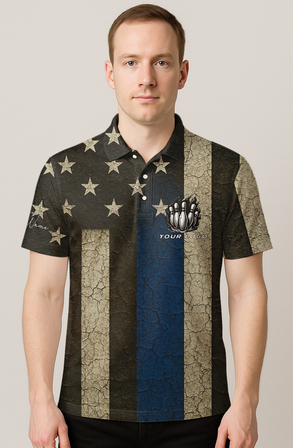 Distressed Thin Blue Line Bowling Jersey
