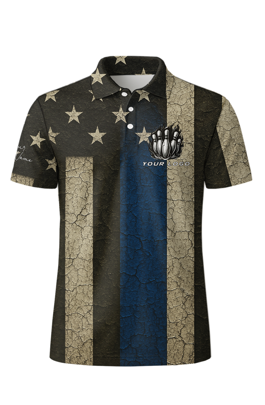 Distressed Thin Blue Line Bowling Jersey