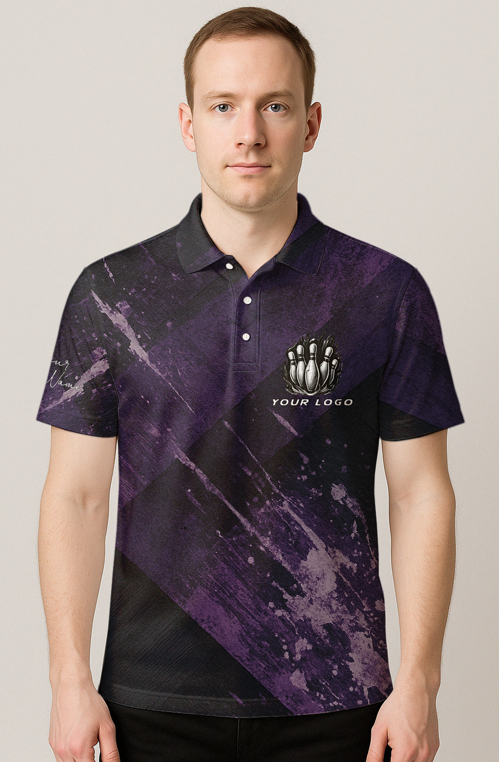 Splatter Paint Purple Plank Bowling Jersey