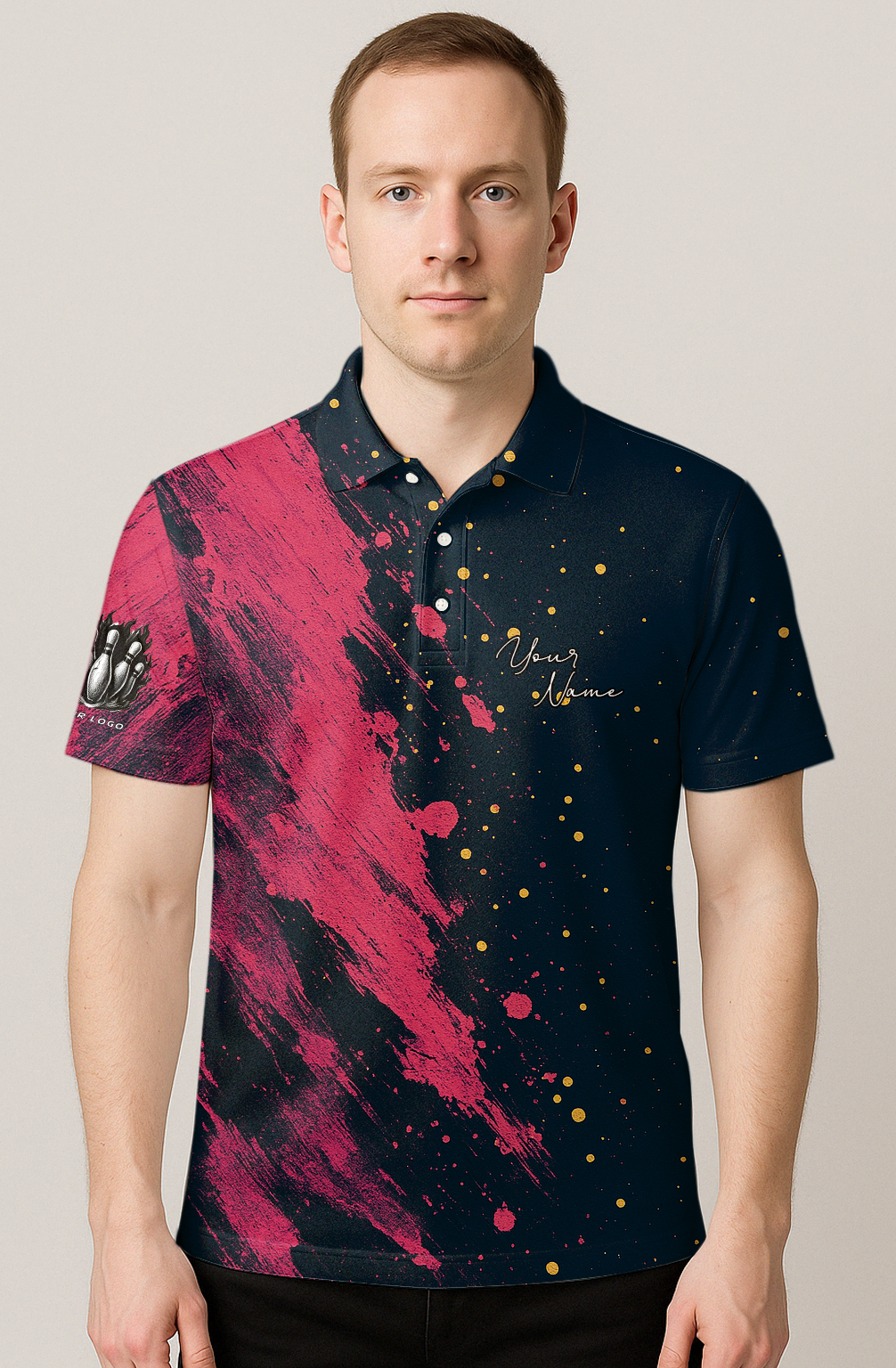 Crimson Brushstroke Galaxy Bowling Jersey