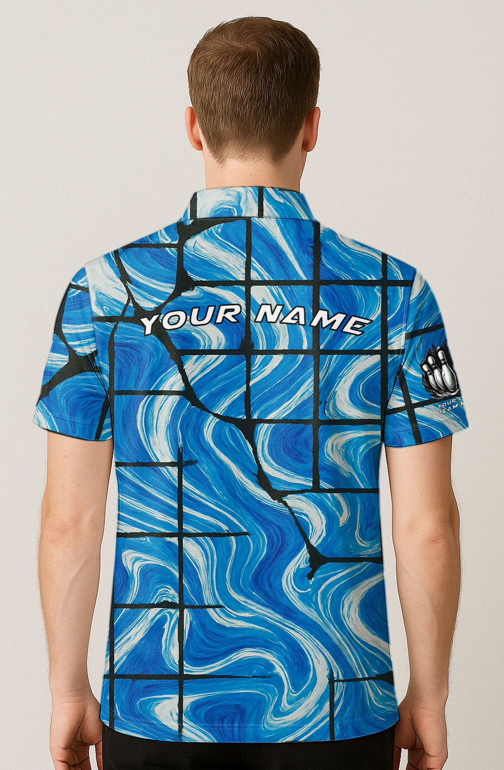 Fractured Azure Marble Lanes Bowling Jersey