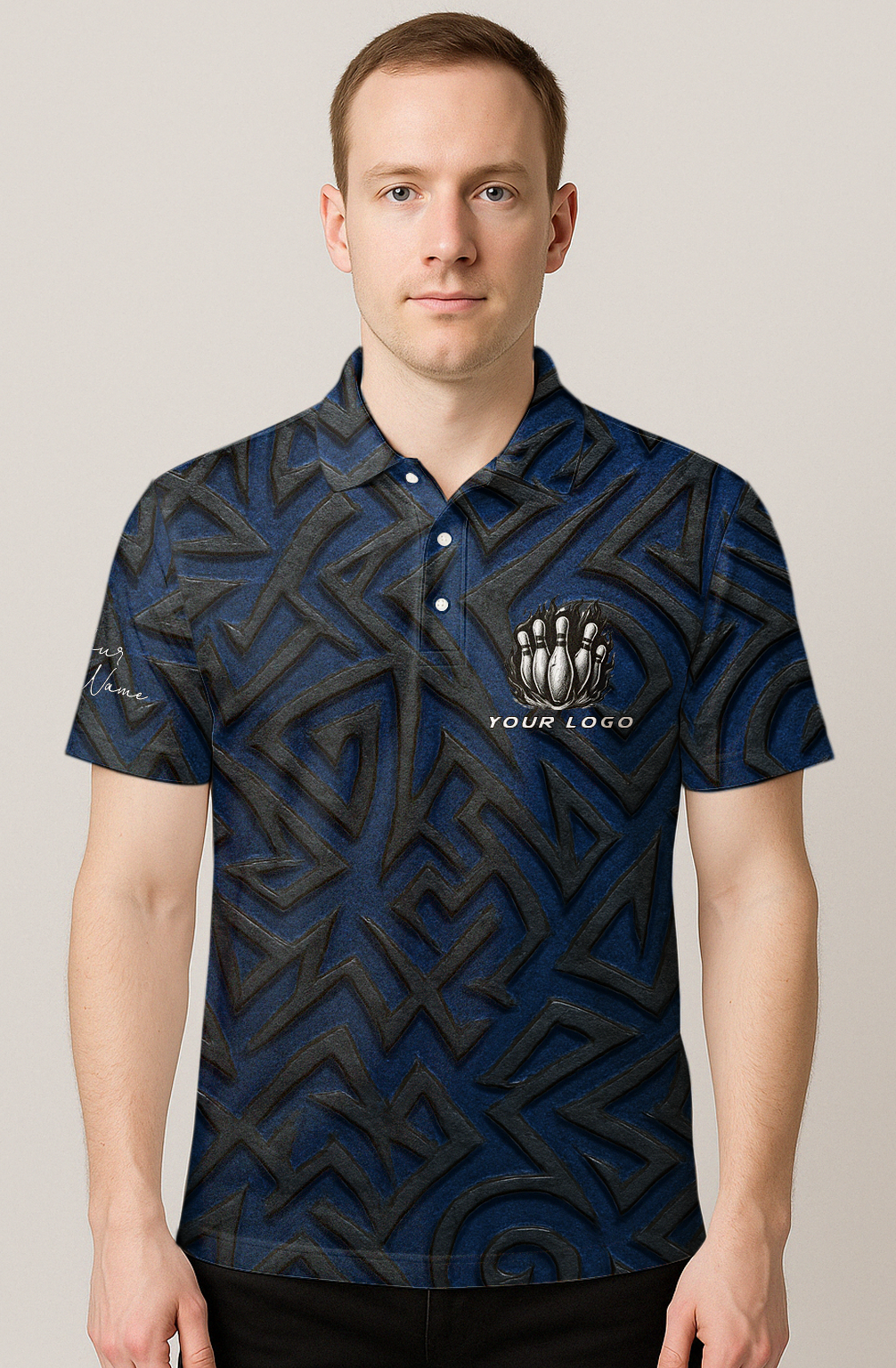 Dark Labyrinth Tribal Maze Bowling Jersey