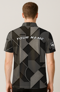 Monochrome Geometric Puzzle Pieces Bowling Jersey