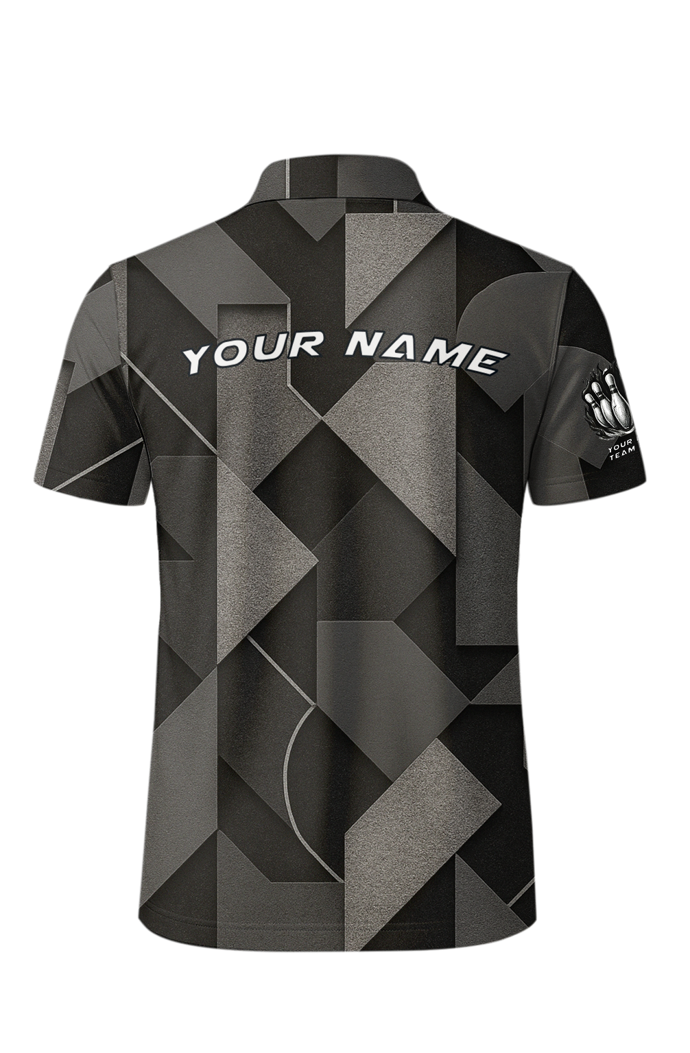 Monochrome Geometric Puzzle Pieces Bowling Jersey