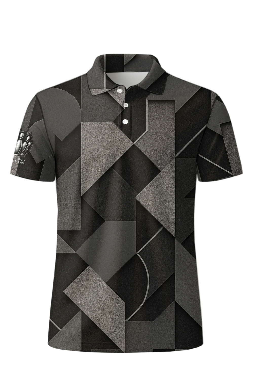 Monochrome Geometric Puzzle Pieces Bowling Jersey
