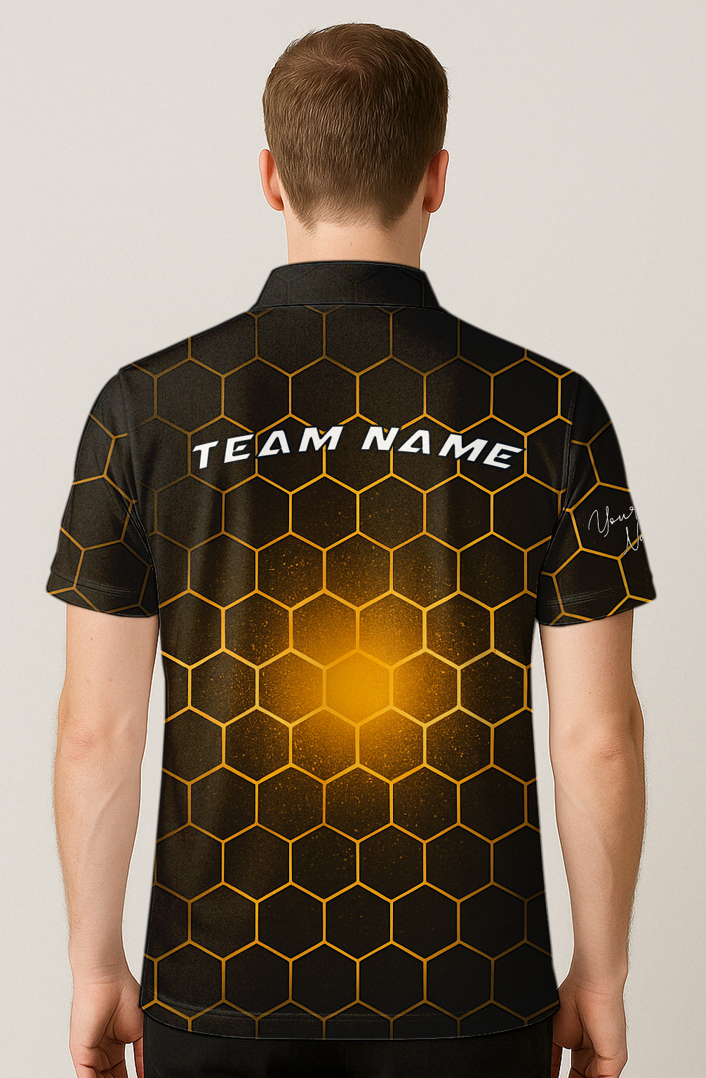 Geometric Honeycomb Gold Radiance Bowling Jersey