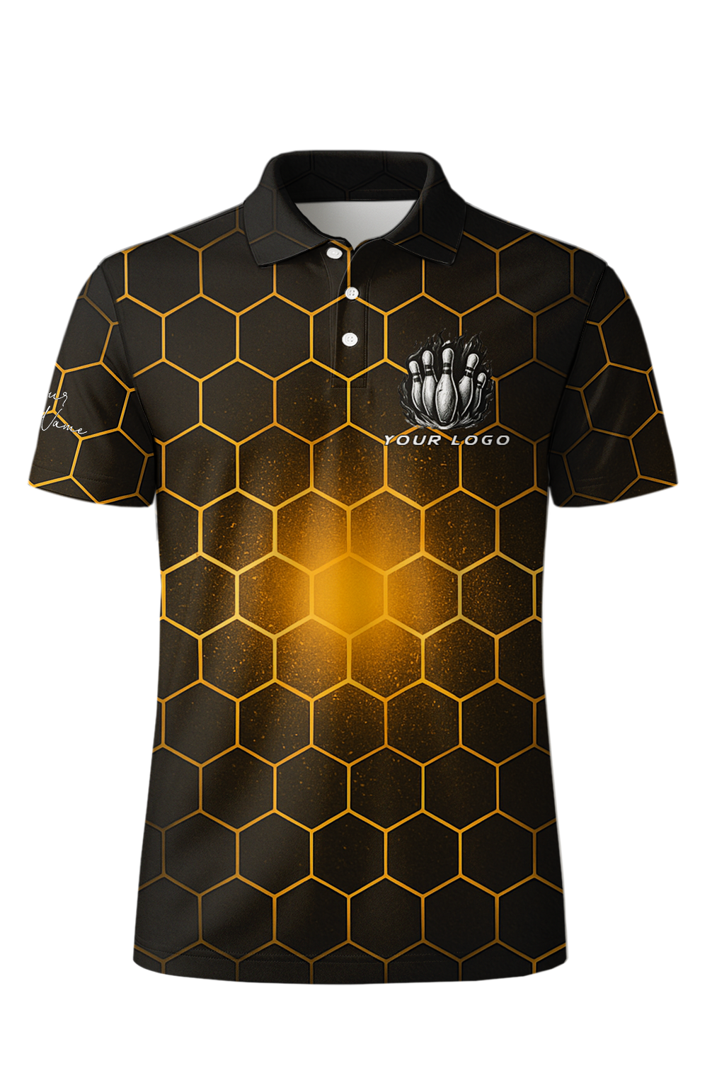 Geometric Honeycomb Gold Radiance Bowling Jersey
