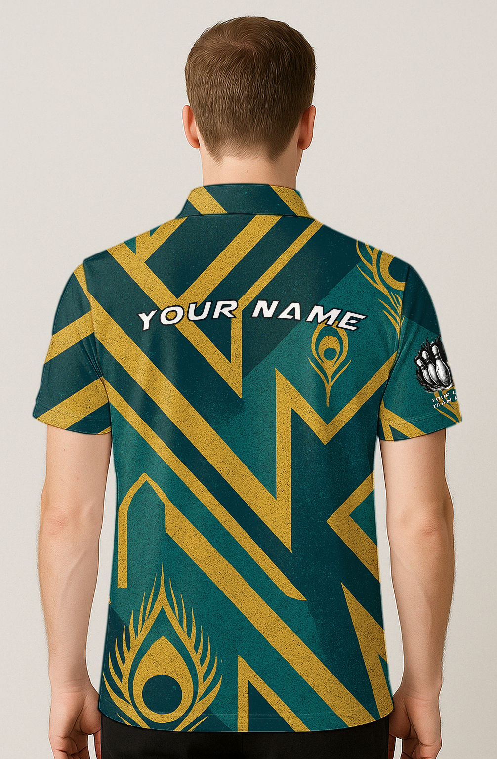 Art Deco Peacock Feather Bowling Jersey