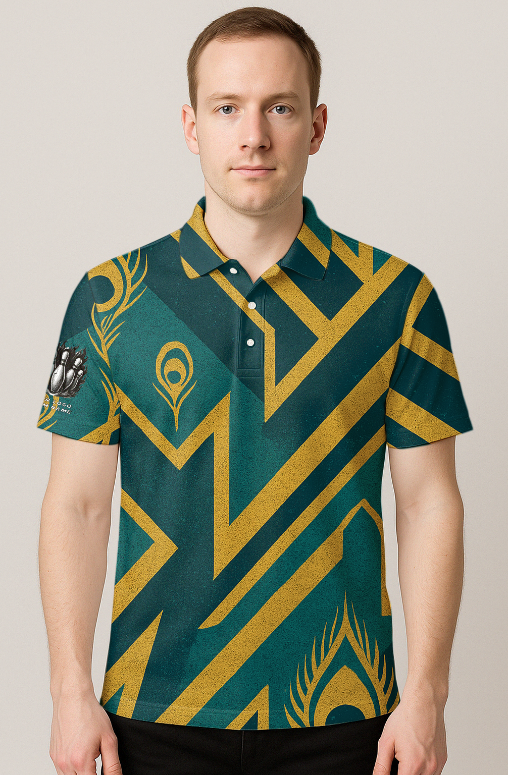 Art Deco Peacock Feather Bowling Jersey