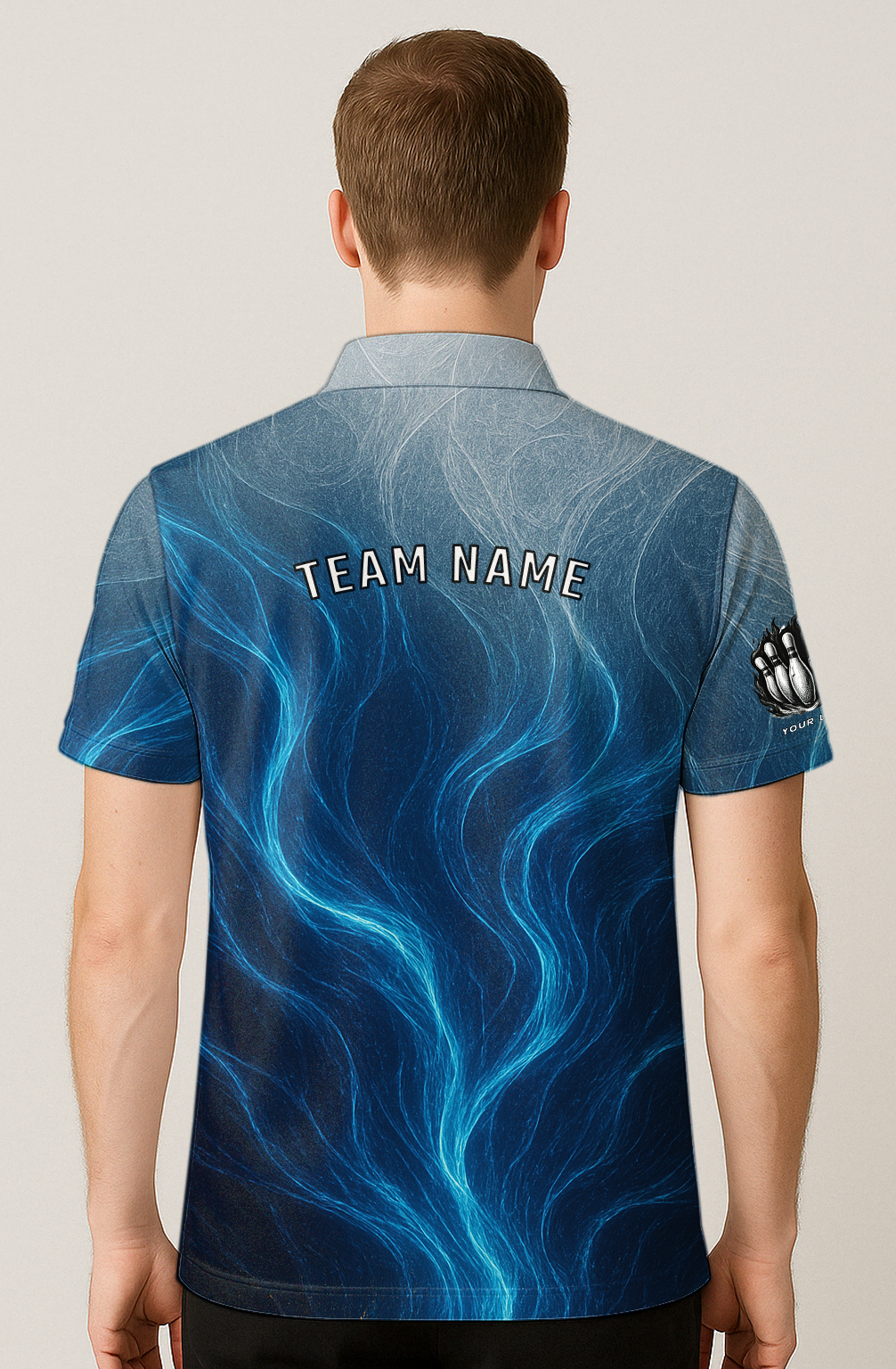 Ethereal Blue Energy Swirl Bowling Jersey