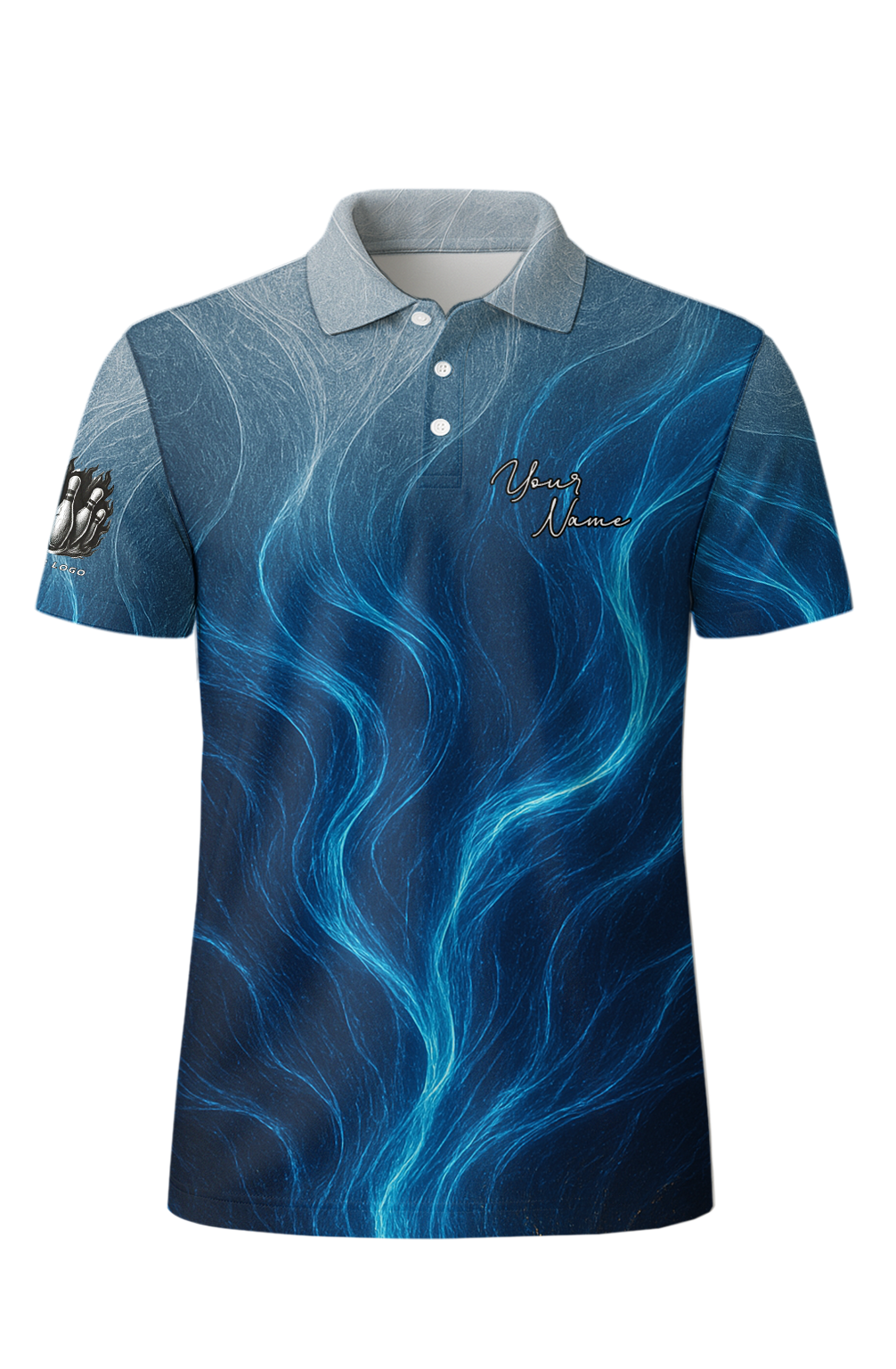 Ethereal Blue Energy Swirl Bowling Jersey