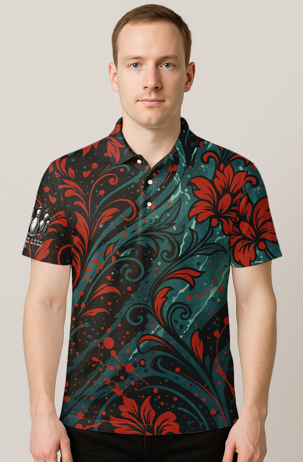 Elegant Floral Midnight Bloom Bowling Jersey
