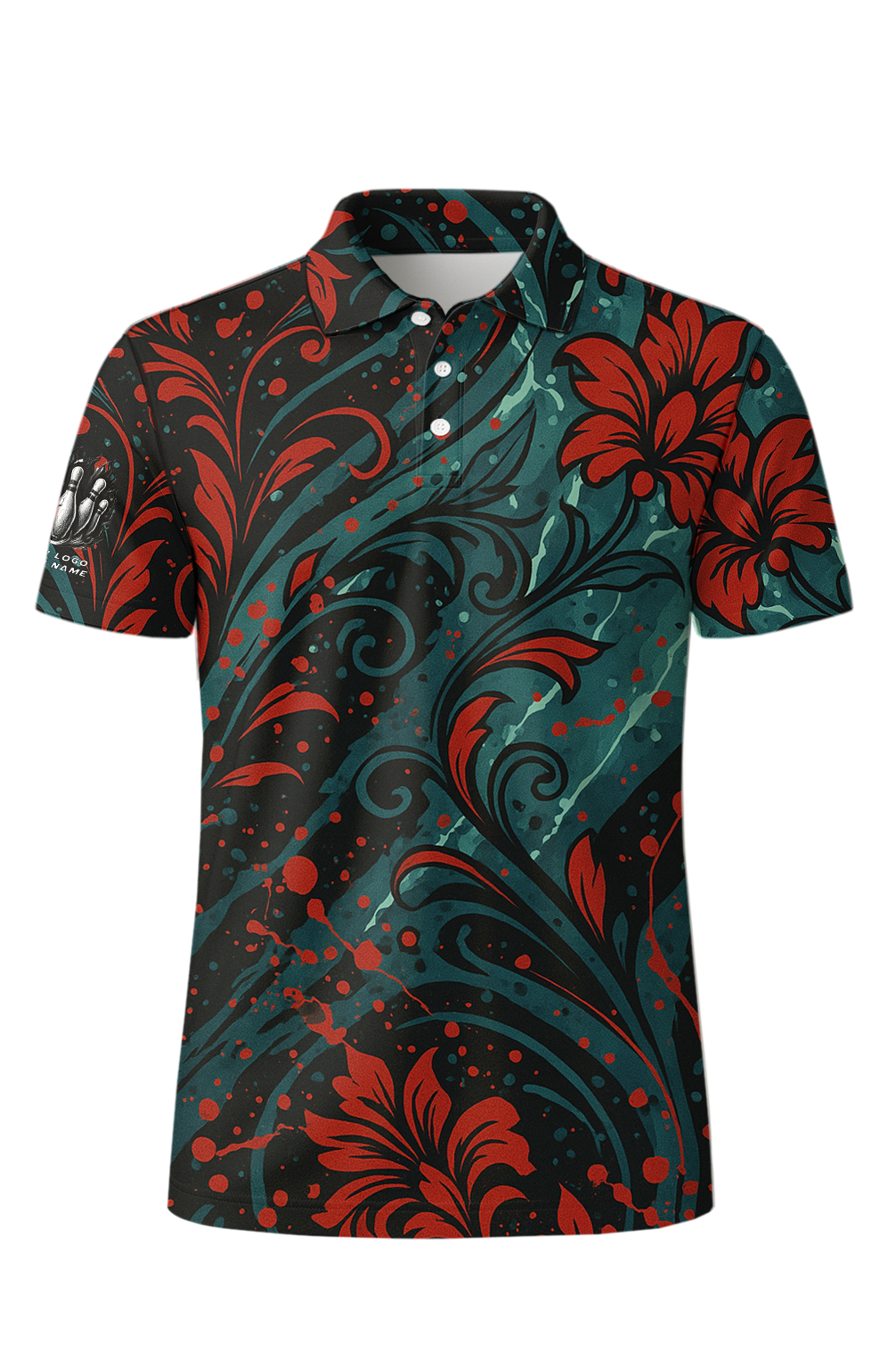 Elegant Floral Midnight Bloom Bowling Jersey