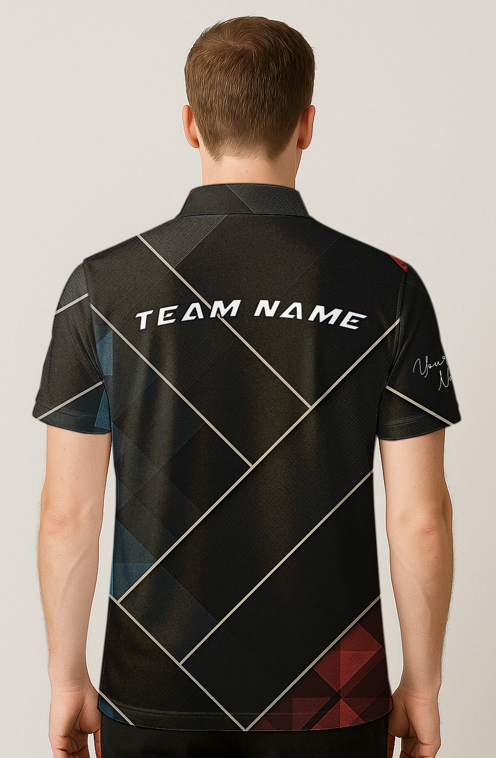 Geometric Red And Blue Slices Bowling Jersey