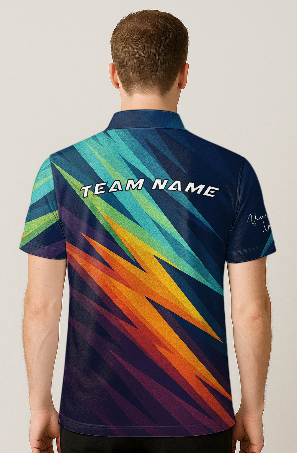 Colorful Lightning Bolt Strike Bowling Jersey