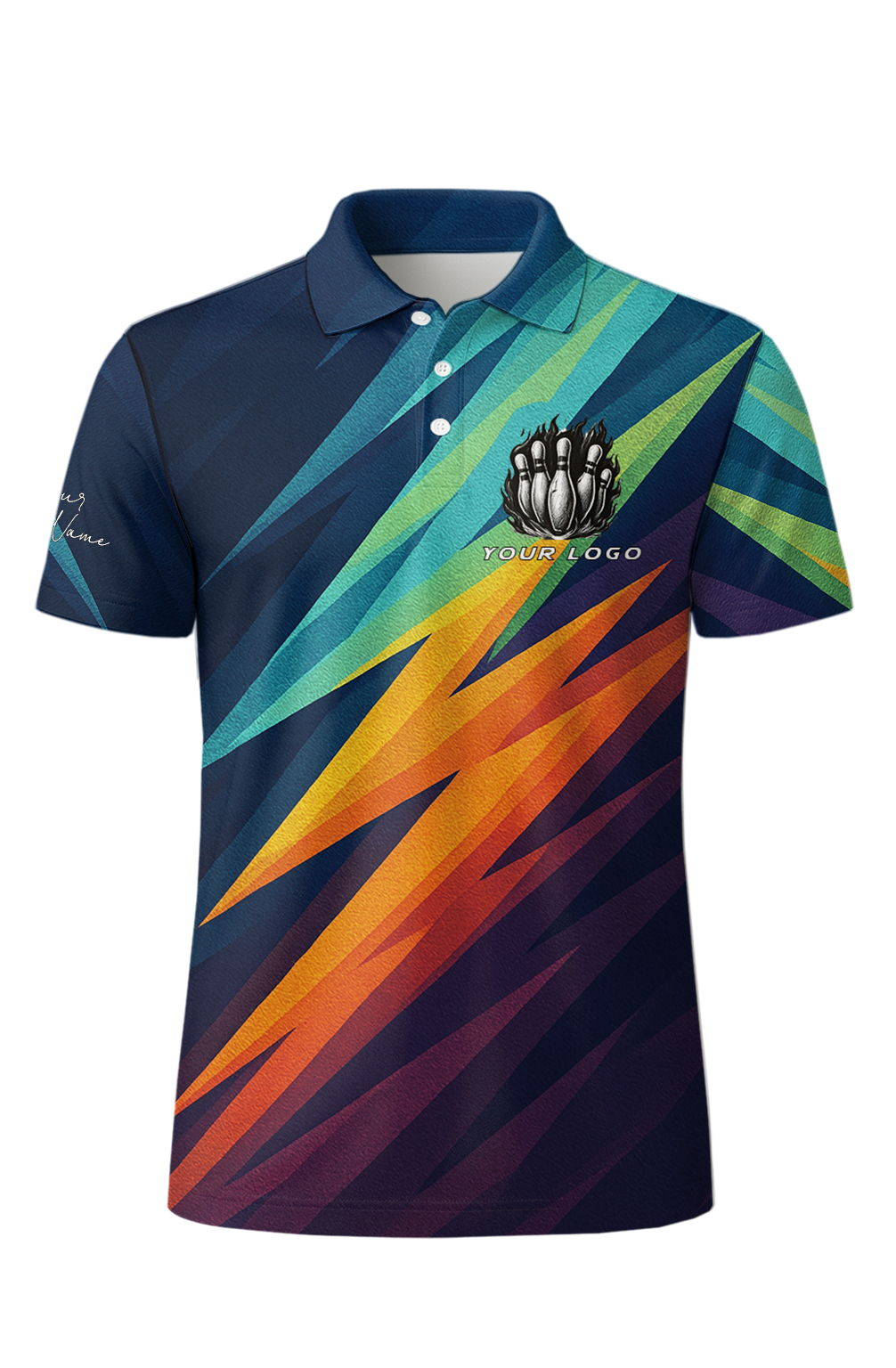 Colorful Lightning Bolt Strike Bowling Jersey