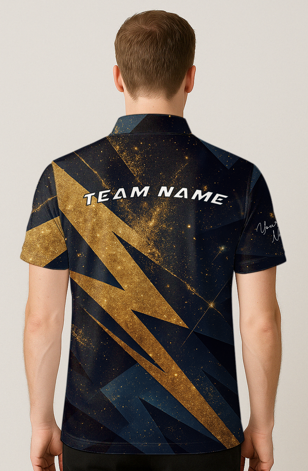 Gilded Lightning Bolt Night Bowling Jersey
