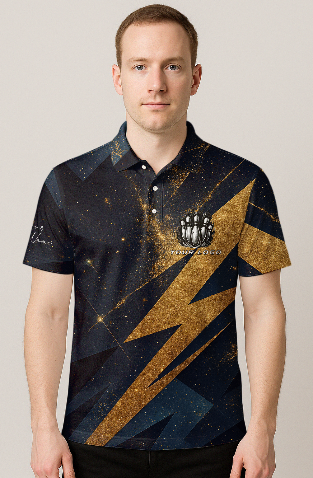 Gilded Lightning Bolt Night Bowling Jersey