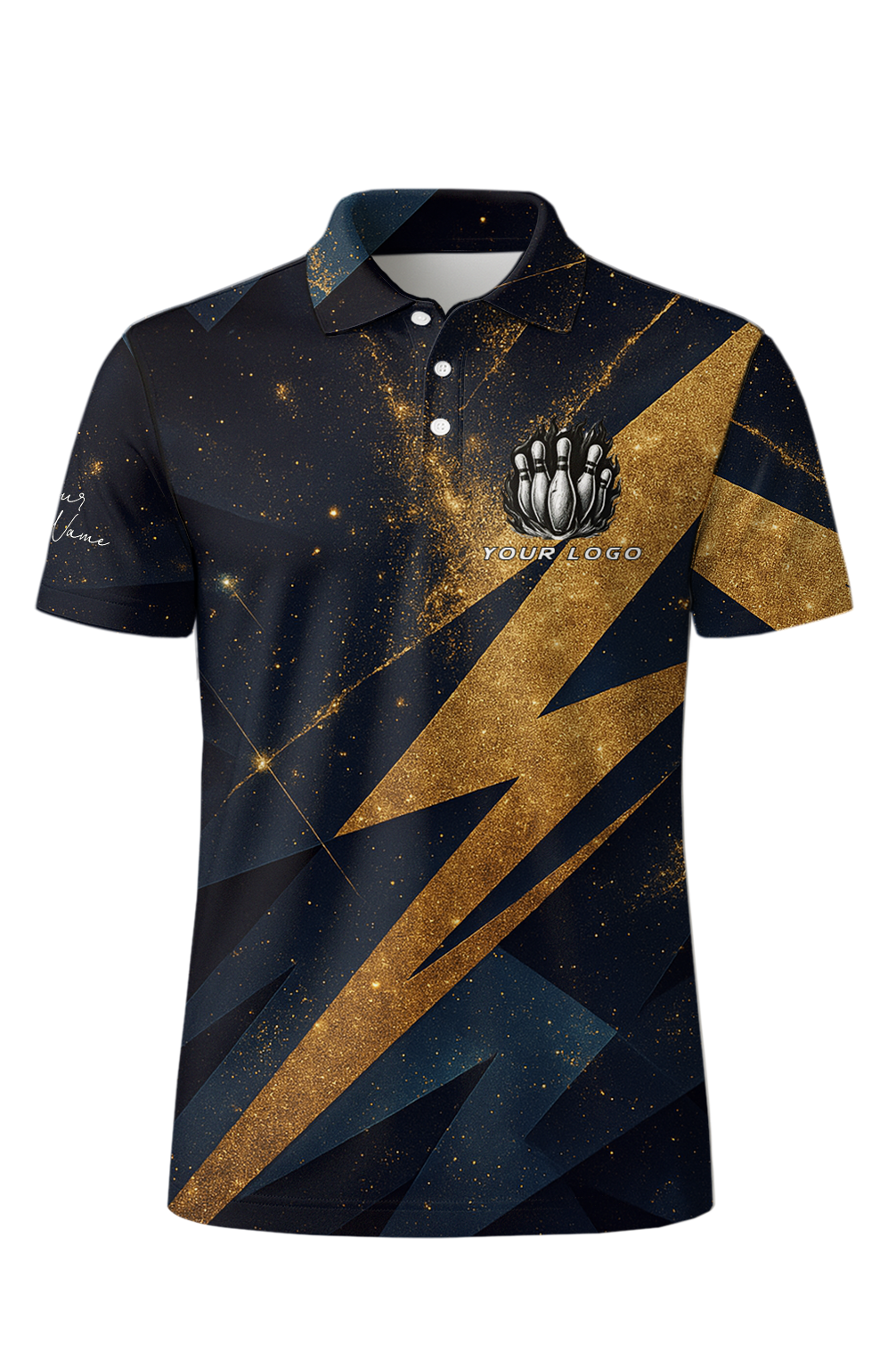Gilded Lightning Bolt Night Bowling Jersey
