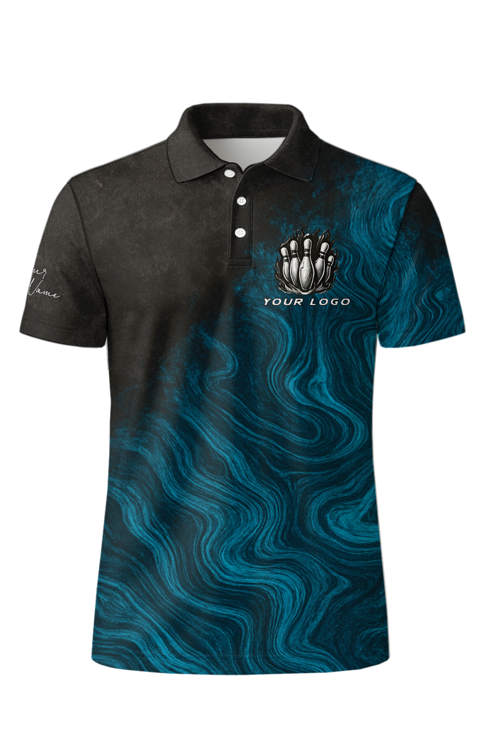 Dark Teal Marble Flowing Lanes Bowling Jersey