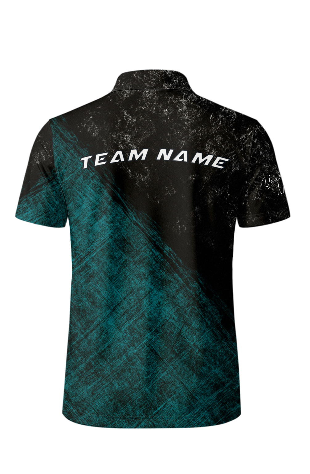 Dark Grunge Teal Textured Bowling Jersey