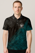 Dark Grunge Teal Textured Bowling Jersey