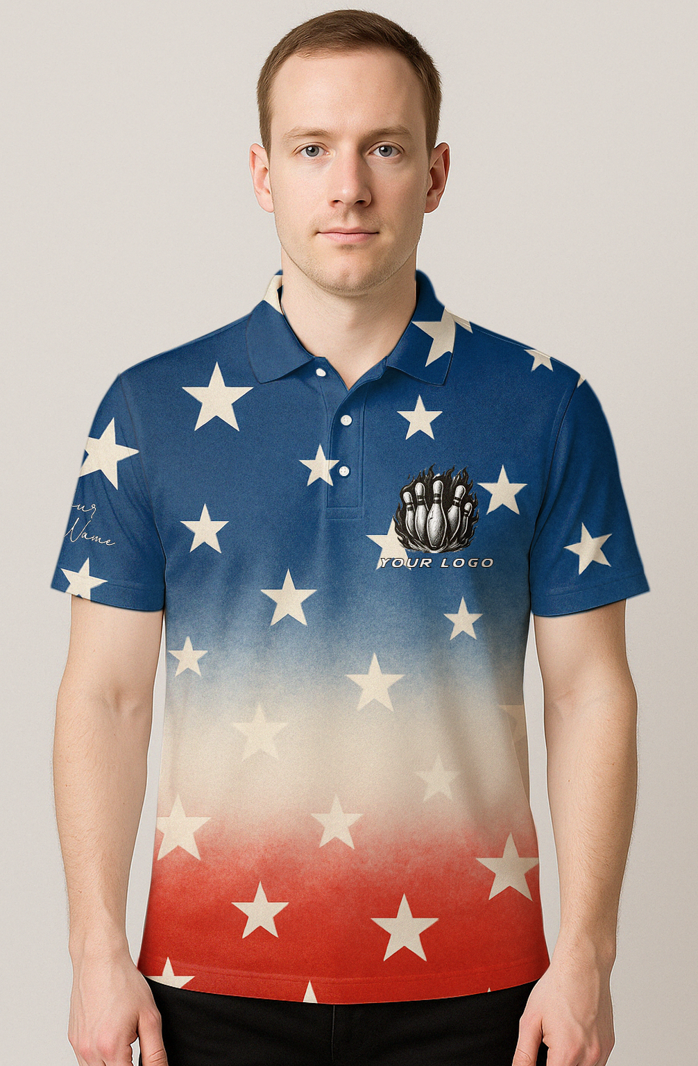 Patriotic Stars And Stripes Bowling Jersey