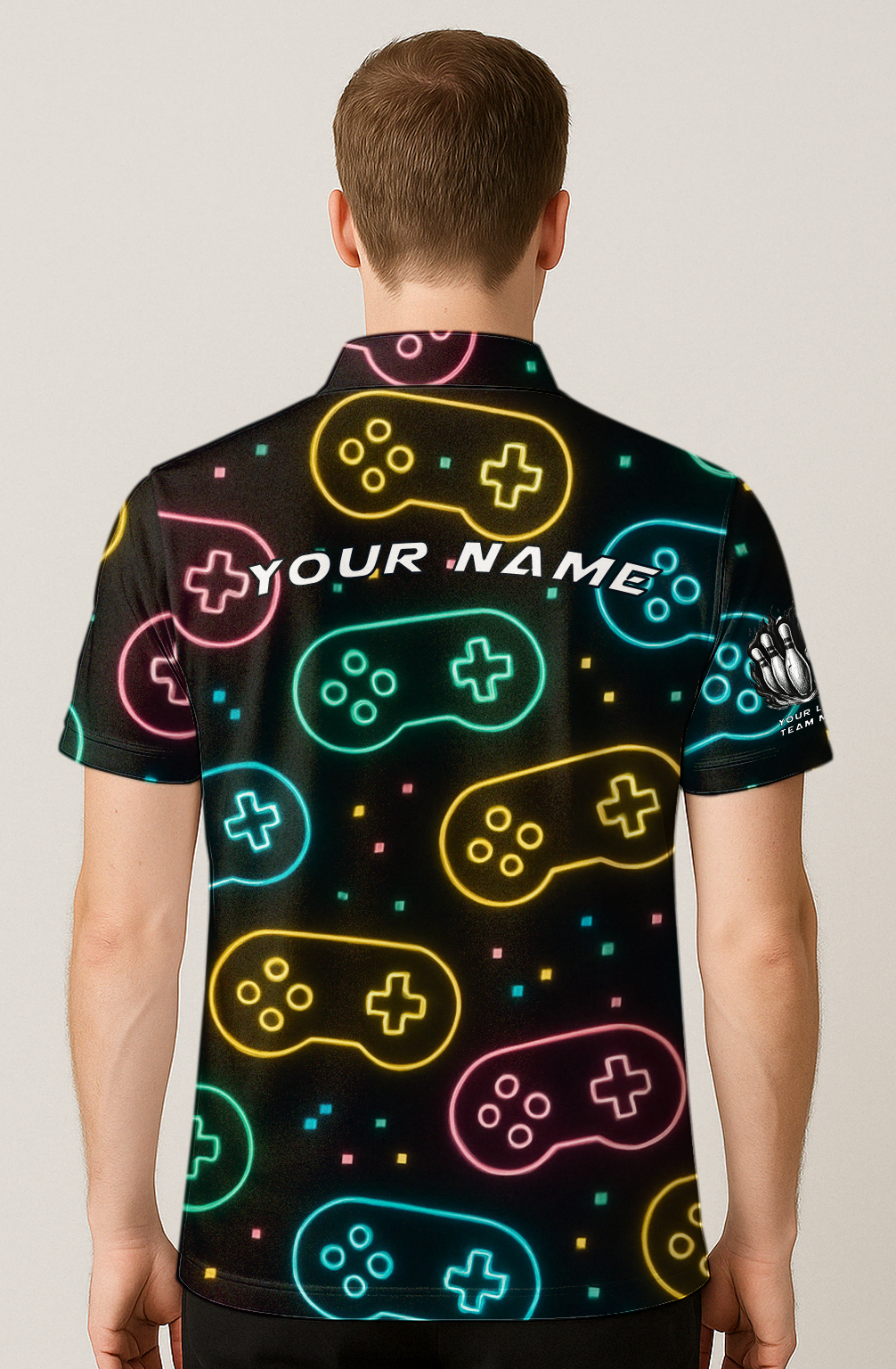 Neon Gaming Controller Retro Lanes Bowling Jersey