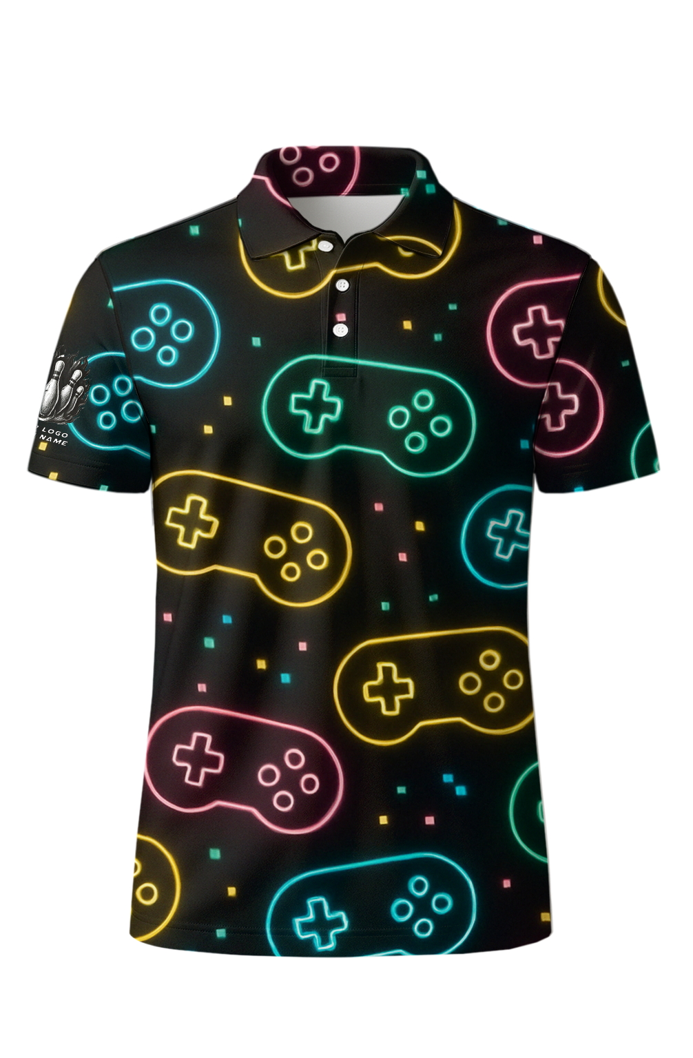 Neon Gaming Controller Retro Lanes Bowling Jersey