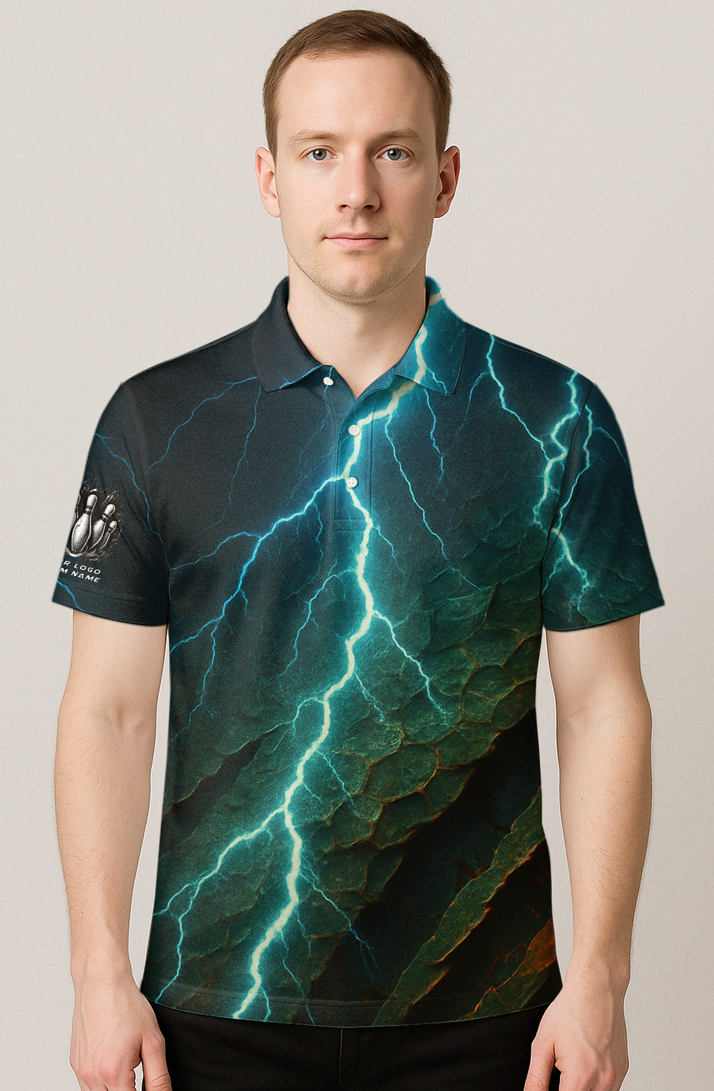 Lightning Bolt Cracked Stone Bowling Jersey
