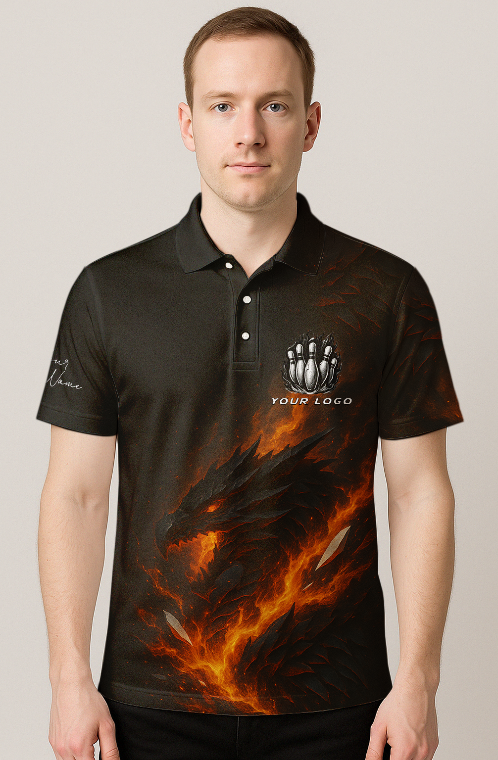 Fiery Obsidian Dragon Inferno Bowling Jersey
