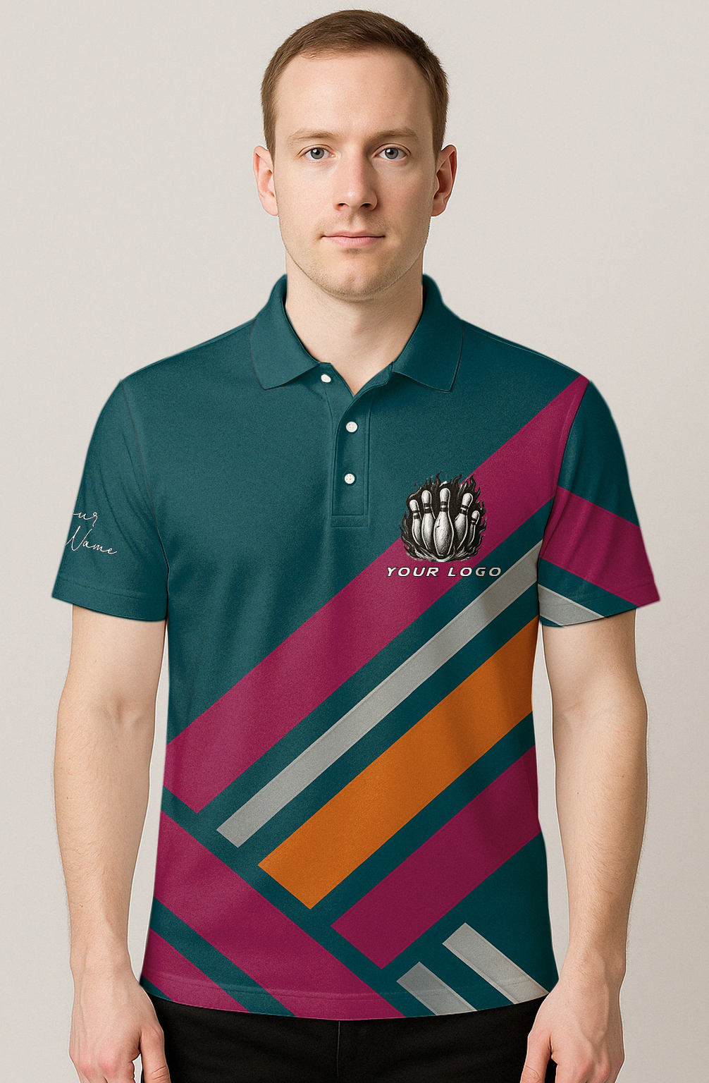 Modern Diagonal Stripes Bowling Jersey