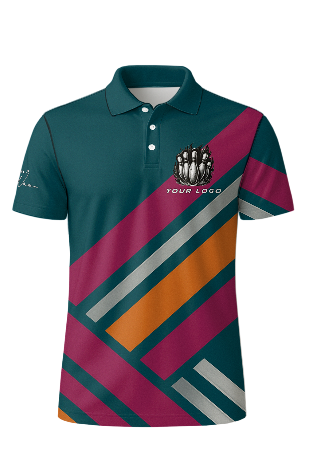 Modern Diagonal Stripes Bowling Jersey