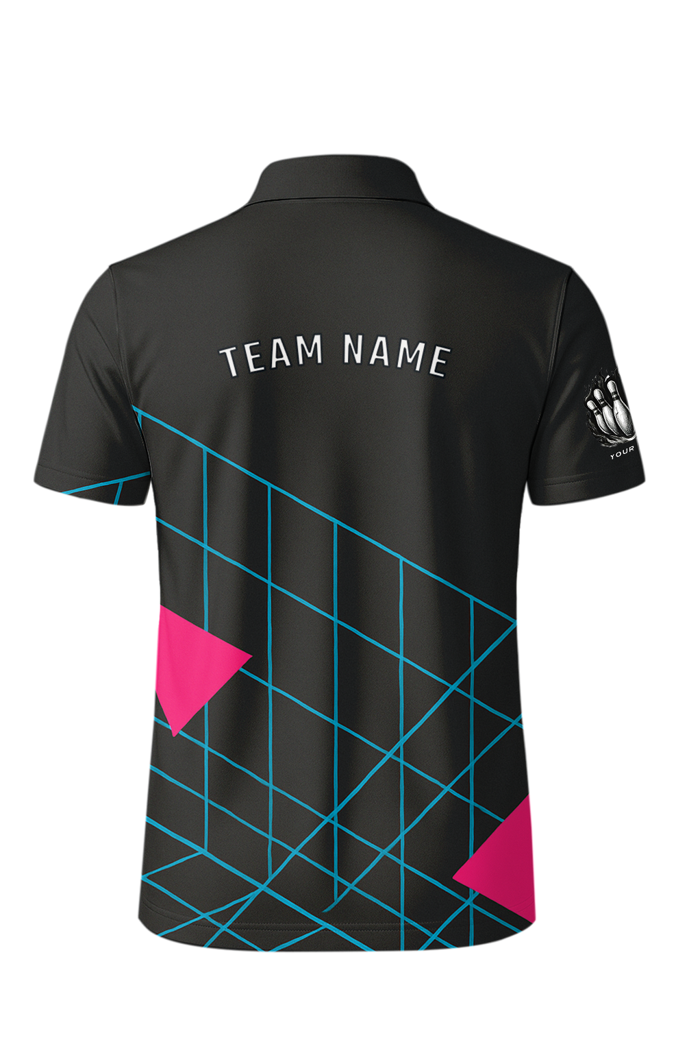 Neon Grid Pink Triangles Bowling Jersey