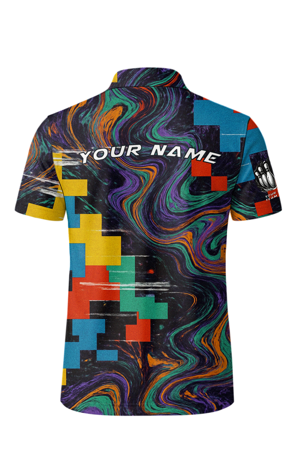 Retro Glitch Pixel Swirl Bowling Jersey