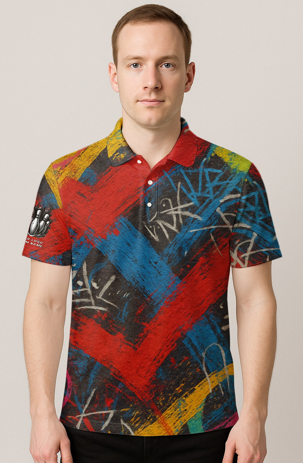 Vibrant Brushstroke Graffiti Art Bowling Jersey