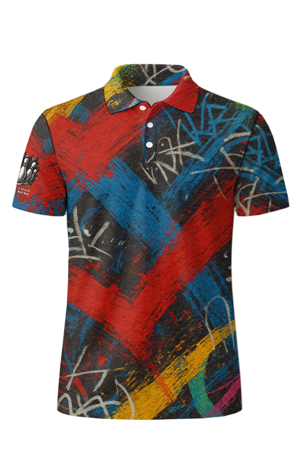 Vibrant Brushstroke Graffiti Art Bowling Jersey