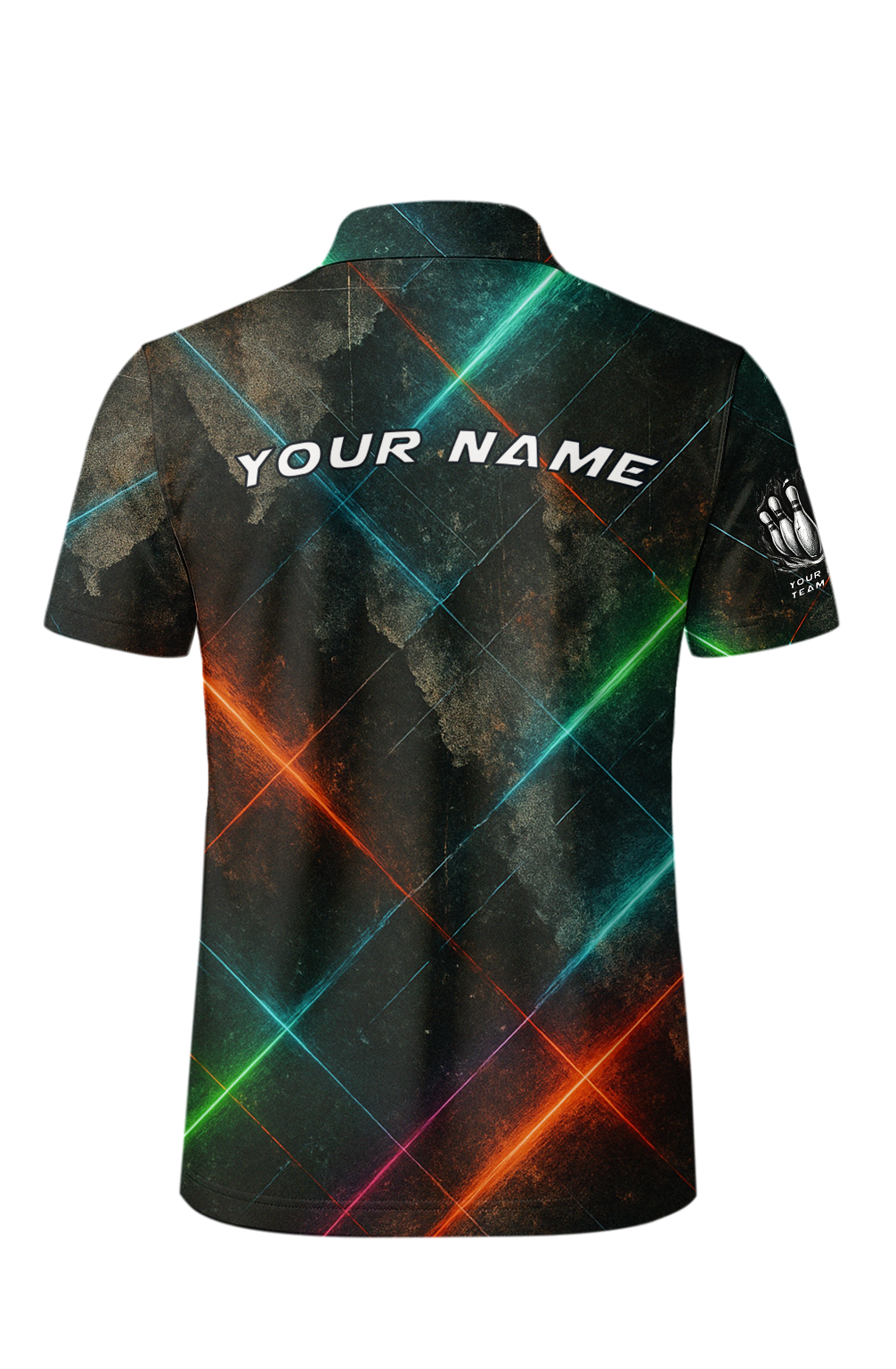Grunge Neon Laser Grid Bowling Jersey
