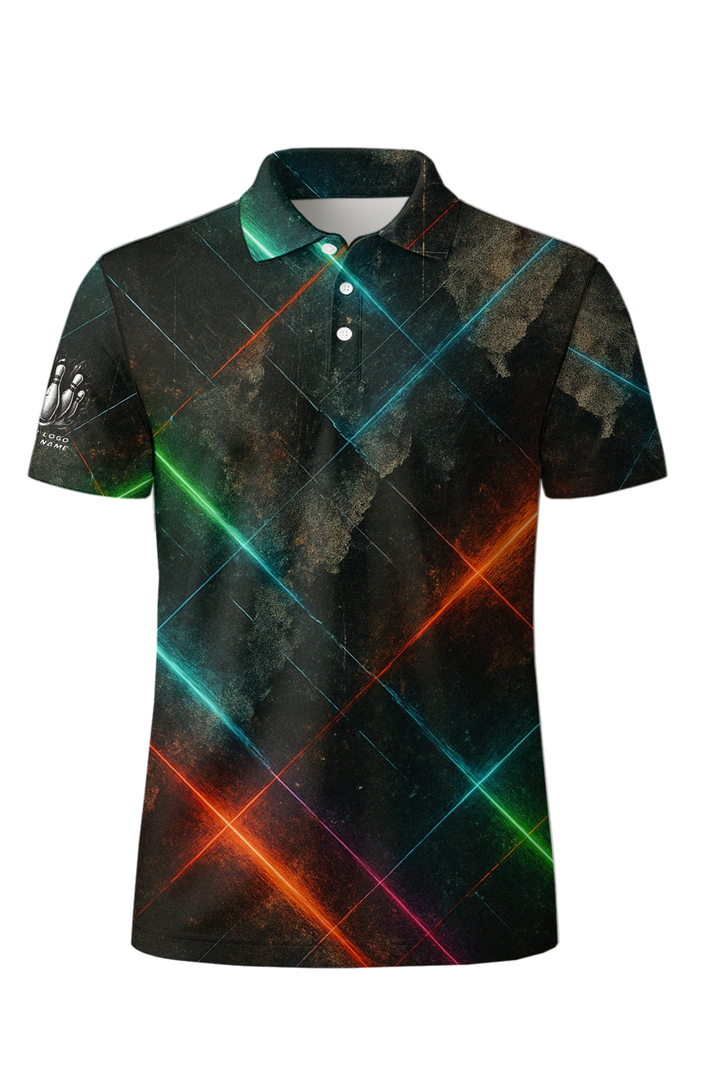Grunge Neon Laser Grid Bowling Jersey