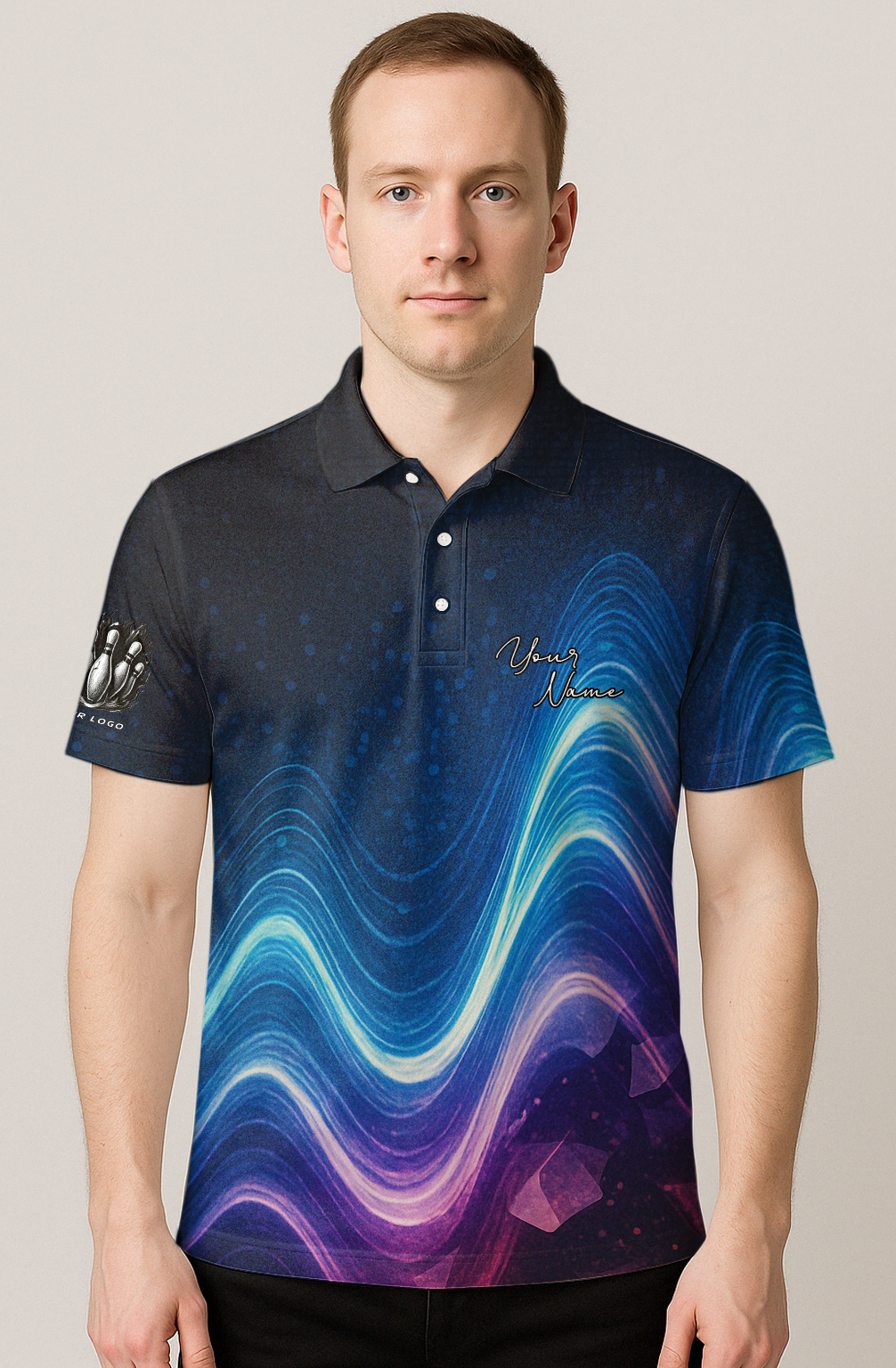 Electric Flowing Galaxy Zip Bowling Jersey