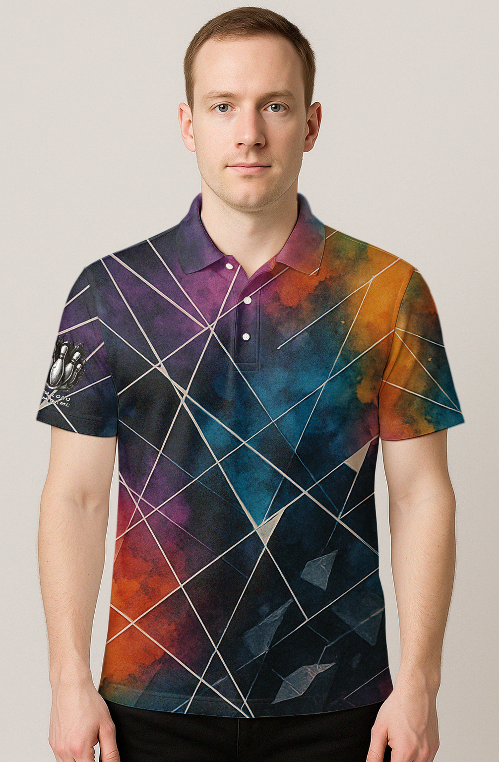 Nebula Geometric Lines Polo Bowling Jersey